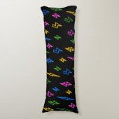 80のカラフルレトロネオン稲妻模様 ボディピロー (正面縦)