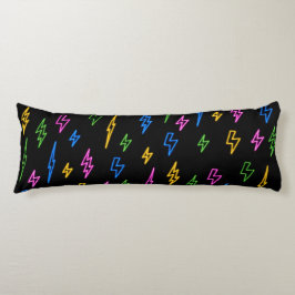 80のカラフルレトロネオン稲妻模様 ボディピロー