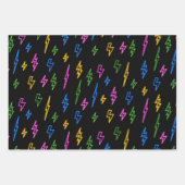 80のカラフルレトロネオン稲妻模様 ラッピングペーパーシート (正面)