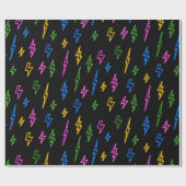 80のカラフルレトロネオン稲妻模様 ラッピングペーパー (フラット)