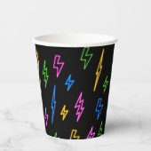 80のカラフルレトロネオン稲妻模様 紙コップ (正面)