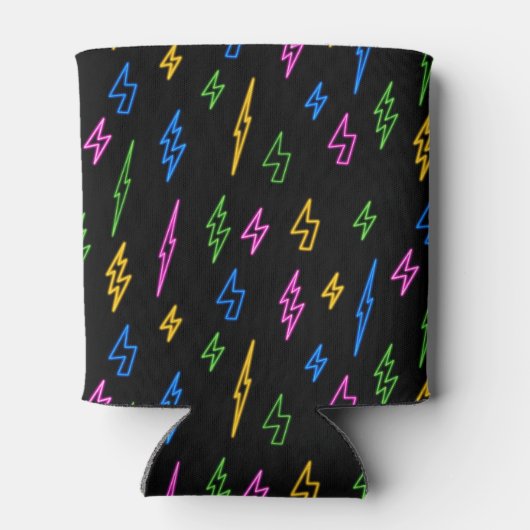 80のカラフルレトロネオン稲妻模様 缶クーラー (裏面)
