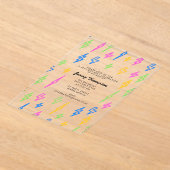 80のカラフルレトロネオン稲妻誕生日 アクリル招待状 (レイダウン)