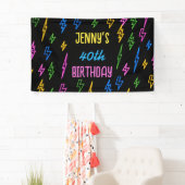 80のカラフルレトロネオン稲妻誕生日 横断幕 (インサイチュ)
