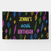 80のカラフルレトロネオン稲妻誕生日 横断幕 (横)