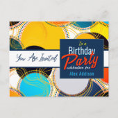 80のカラフルレトロ誕生日パーティーをパーソナライズ ポストカード (正面)