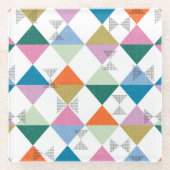 80のカラフル三角形 ガラスコースター (正面)