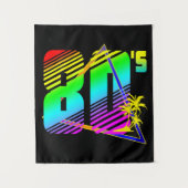 80のカラフル夕日のヤシの木 タペストリー (正面)