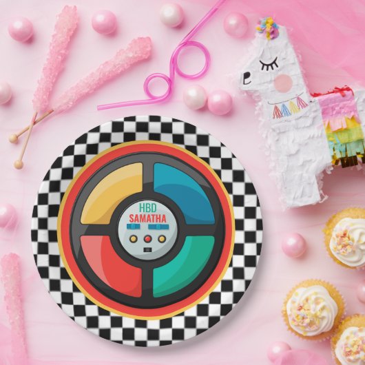 80のクールレトロパーティーゲーム |懐かしいカラフル ペーパープレート (パーティー)