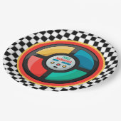 80のクールレトロパーティーゲーム |懐かしいカラフル ペーパープレート (アングル)