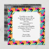 80のスタイル誕生日パーティー幾何学的パターン 招待状 (正面/裏面)