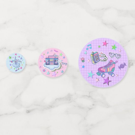 80のテーマ誕生日パーティー、ローラースケートパーティー コンフェッティ (正面)