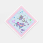 80のテーマ誕生日パーティー、ローラースケートパーティー スタンダードランチョンナプキン (角)