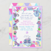 80のテーマ誕生日パーティー、ローラースケートパーティー 招待状 (正面/裏面)