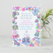 80のテーマ誕生日パーティー、ローラースケートパーティーinvi 招待状 (スタンド正面)