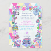 80のテーマ誕生日パーティー、ローラースケートパーティーinvi 招待状 (正面/裏面)