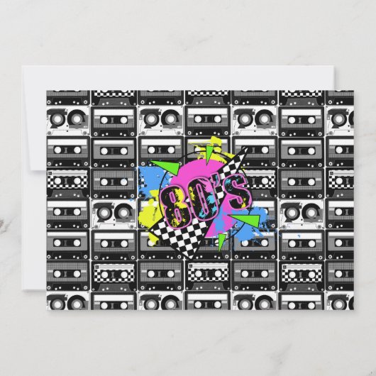 80のパーティーミックステープ最高のの使用 招待状 (裏面)