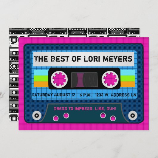 80のパーティーミックステープ最高のの使用 招待状 (正面/裏面)