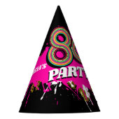 80のパーティー誕生日またはイベントレトロピンクブラック パーティーハット (正面)