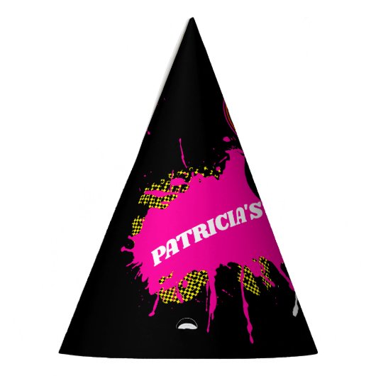 80のパーティー誕生日またはイベントレトロピンクブラック パーティーハット (左)