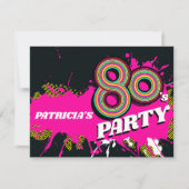 80のパーティー誕生日またはイベントレトロピンク招待状 招待状 (正面)