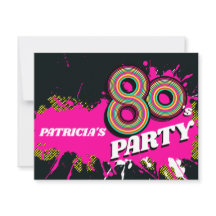 80のパーティー誕生日またはイベントレトロピンク招待状