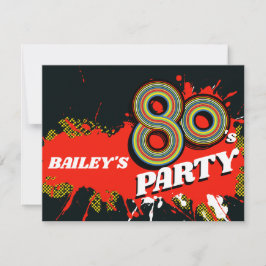 80のパーティー誕生日またはイベントレトロ招待状 招待状