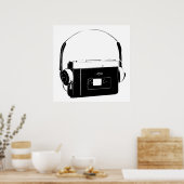 80のポータブルカセットプレーヤー、ウォークマン。 ポスター (キッチン)