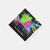 80のレトロおもしろいバースデーパーティネオングロー（ばちゃばちゃ）跳ねる スタンダードカクテルナプキン (角)