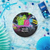 80のレトロおもしろいバースデーパーティネオングロー（ばちゃばちゃ）跳ねる ペーパープレート (パーティー)