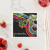 80のレトロおもしろい誕生日パーティー（ばちゃばちゃ）跳ねるプレート スタンダードカクテルナプキン (インサイチュ)