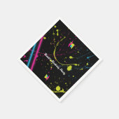 80のレトロバースデーパーティーネオングロー（ばちゃばちゃ）跳ねる スタンダードカクテルナプキン (角)