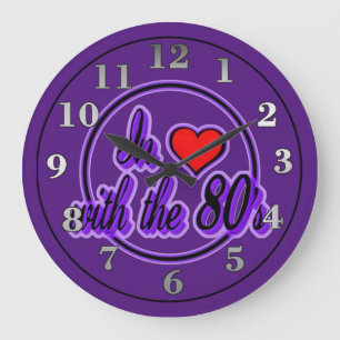 80のレトロパープルロゴの壁時計に恋をして ラージ壁時計