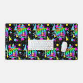 80のレトロファッションスタイルカラフル図形 デスクマット (キーボード&マウス)