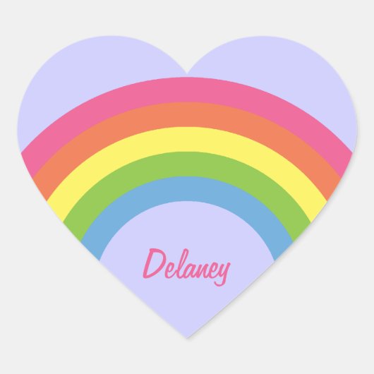 80のレトロレインボーハート名シール ハートシール (正面)