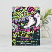 80のレトロローラースケートで滑るスケート誕生日パーティー 招待状 (スタンド正面)