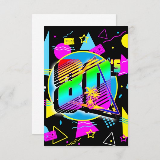 80のレトロヴィンテージオールドスクールスタイル サンキューカード (正面/裏面)