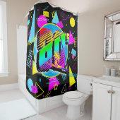 80のレトロヴィンテージオールドスクールスタイル シャワーカーテン (インサイチュ)
