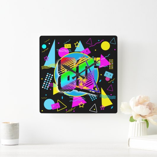 80のレトロヴィンテージオールドスクールスタイル スクエア壁時計