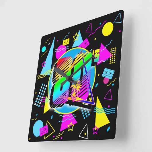 80のレトロヴィンテージオールドスクールスタイル スクエア壁時計 (傾斜)