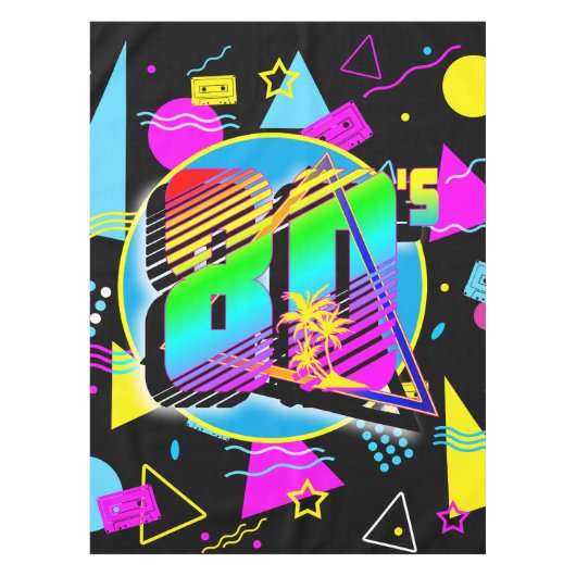 80のレトロヴィンテージオールドスクールスタイル テーブルクロス (正面)