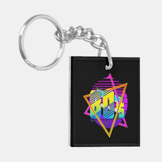 80のレトロヴィンテージ夕日 キーホルダー (正面左)