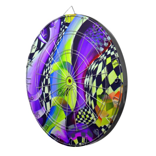 80のレトロ幾何学模様 ダーツボード (正面右)