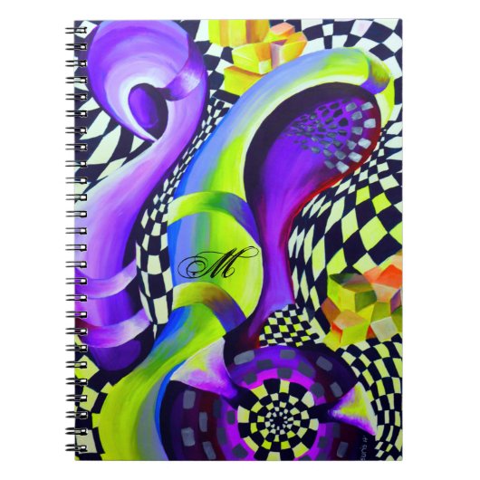 80のレトロ幾何学模様 ノートブック (正面)