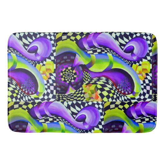 80のレトロ幾何学模様 バスマット (正面)