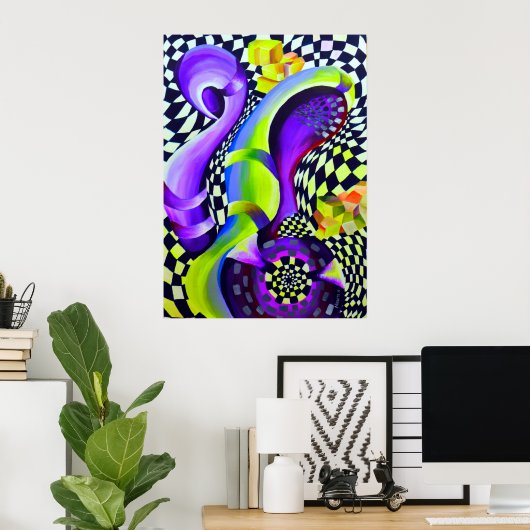 80のレトロ幾何学模様 ポスター (ホームオフィス)