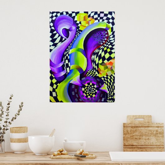 80のレトロ幾何学模様 ポスター (キッチン)