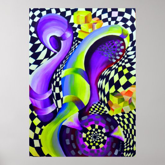 80のレトロ幾何学模様 ポスター (正面)