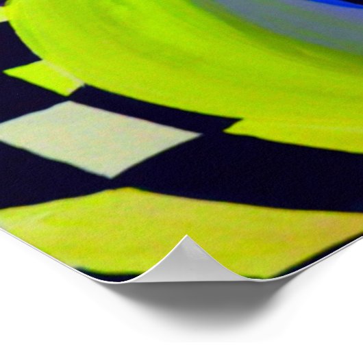 80のレトロ幾何学模様 ポスター (角)