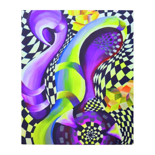 80のレトロ幾何学模様 メタルプリント (正面)